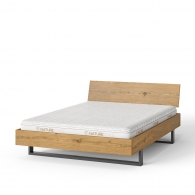 Łóżko dębowe z drewnianym zagłówkiem na metalowych nogach - Möbel Cloe